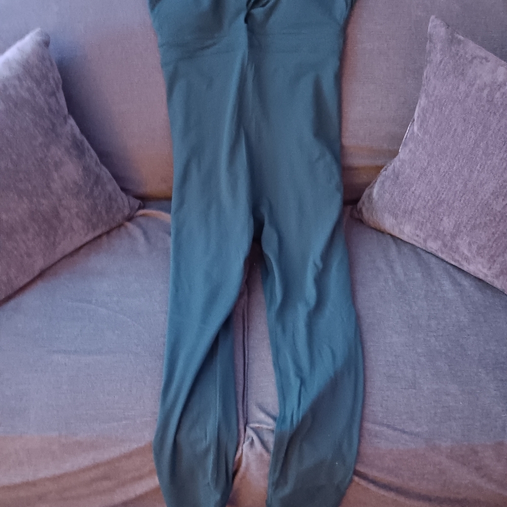 NWT Fabletics Oasis Pureluxe Twist Front Jumpsuit Large Slate Green
